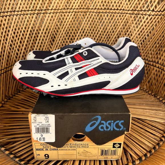 ASICS GN215 Hyperendurance Track Spikes Cleats Dark Blue/White Men’s Size 9 - Picture 3 of 7